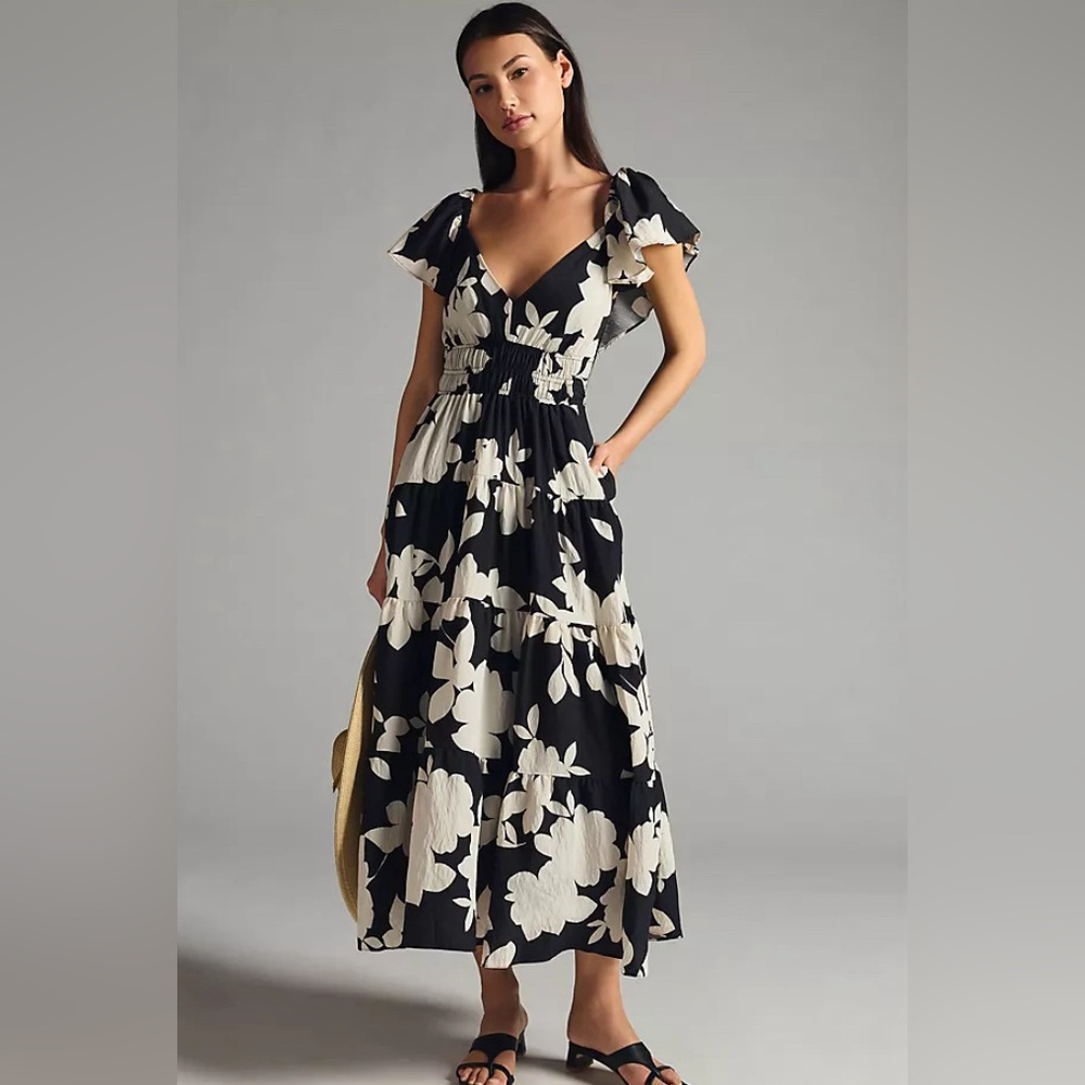 Anthropologie Silver Lake Flutter-Sleeve Dress